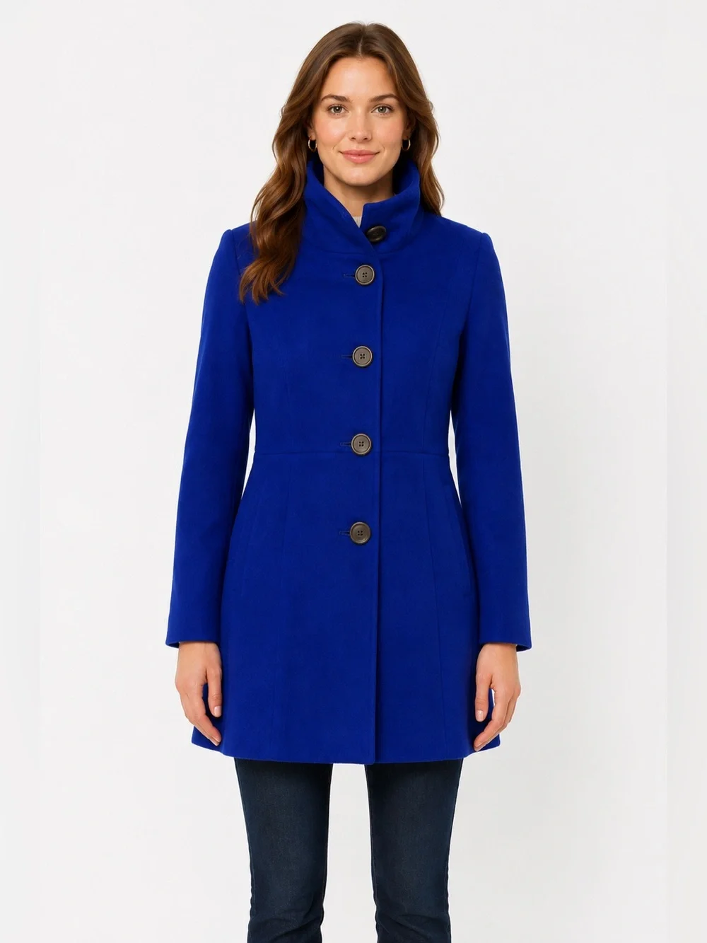 J.Crew City Coat Wool Blend Cobalt Blue Stand Collar Coat Size 2